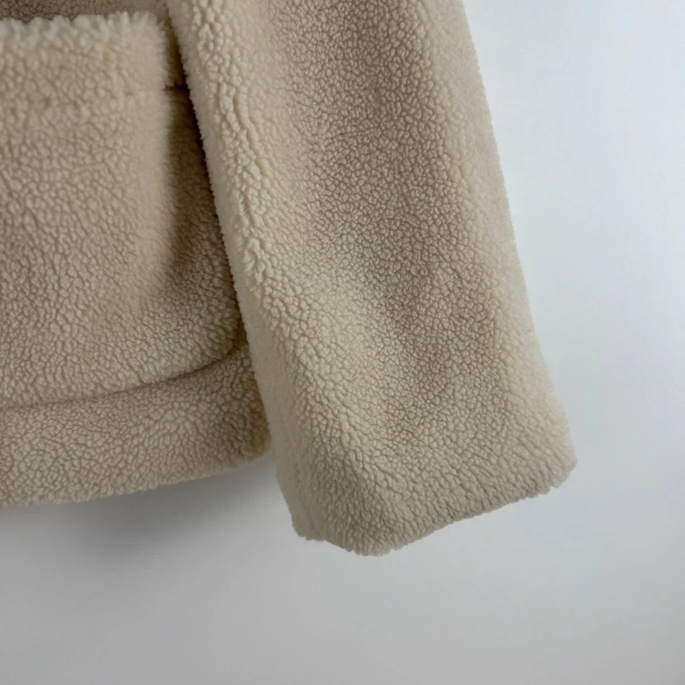 Rebecca Minkoff Sherpa Fleece Teddy Coat Cream Button‎ Front Pockets Women's S